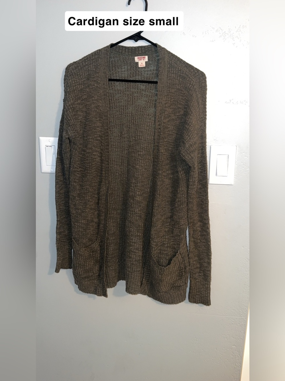 Mossimo Supply Co. Olive Open-Front Knit Cardigan with Pockets